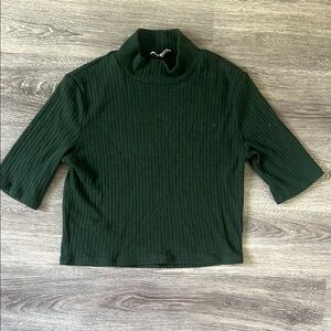 Zara Dark Green Ribbed Crop Top